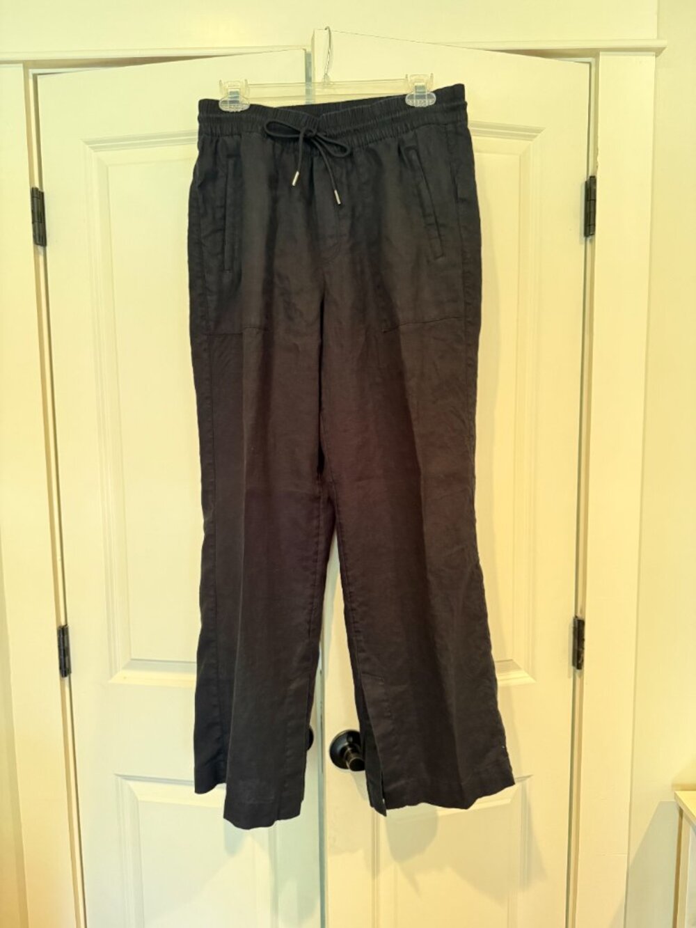 Athleta Retreat Linen High Rise Wide Leg Pant, Black, Size S
